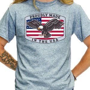Proudly Made In The USA T Shirt Patriotic American Flag Eagle Tshirt - TS4